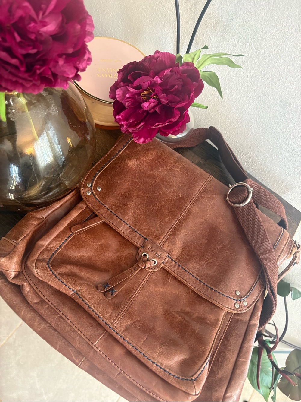 The Sak Brown Ventura Leather Crossbody Convertible Backpack Messenger Bag